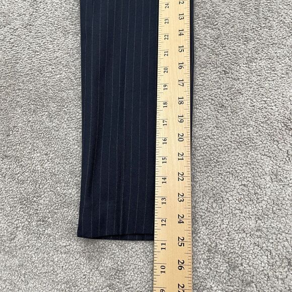 Zara Jogger Waist Dress Pants Women Medium Navy Blue Stripe Straight Trouser NWT - Picture 11 of 14